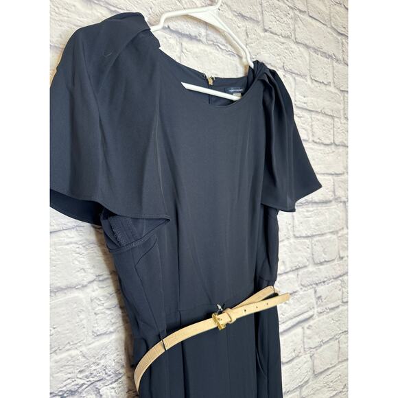 Tommy Hilfiger Navy 1-Piece Pant Jumpsuit Short Sleeve, Zip Back, Belt SZ 10 NEW - Picture 2 of 4